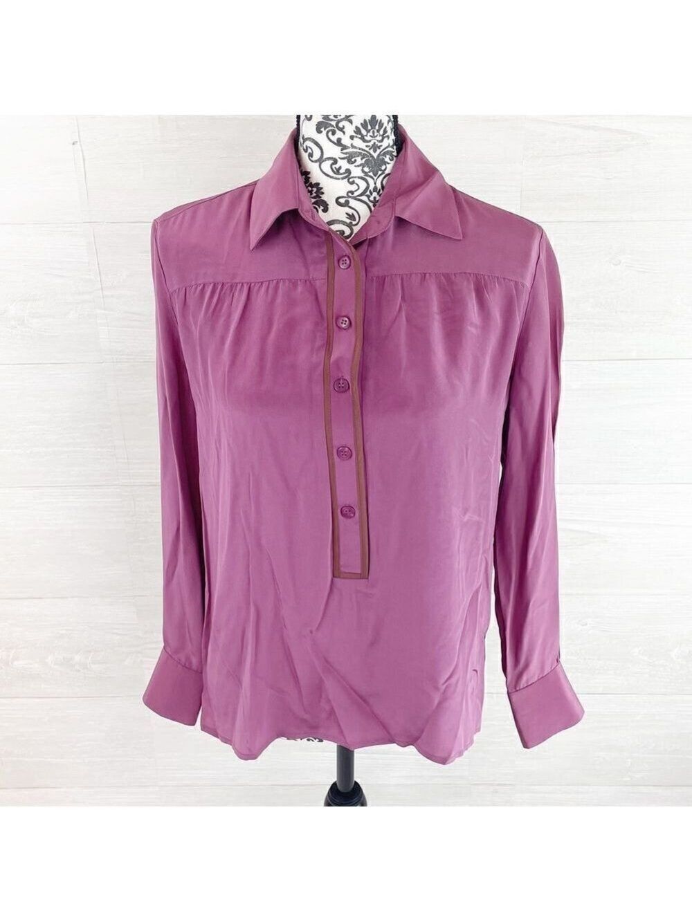Tucker Vintage Inspired Button Down Silk Popover Top